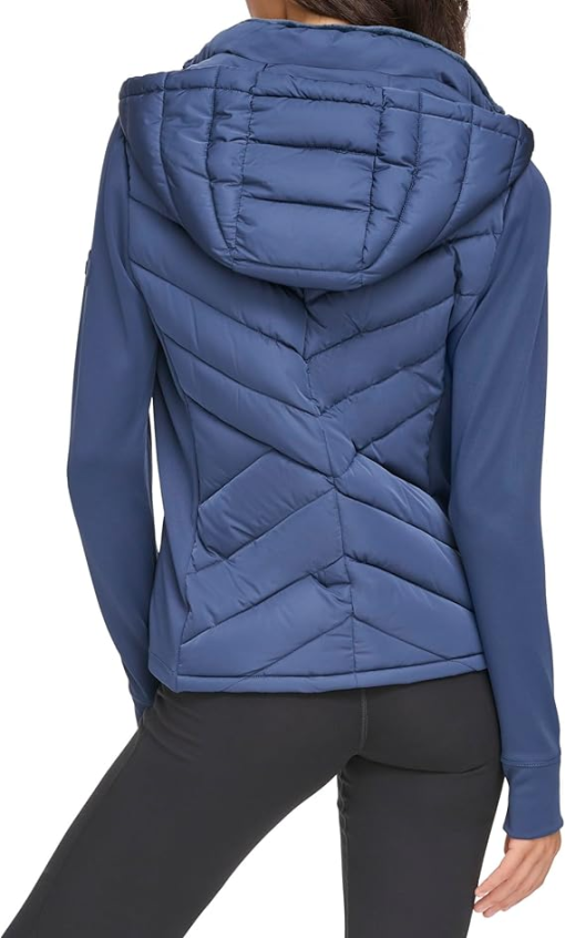 Tommy Hilfiger Womens Hooded Hybrid Puffer J Navy S - Image 2