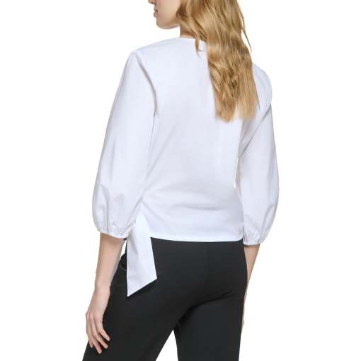 DKNY Womens V-Neck Long-Sleeve Sid White S - Image 2