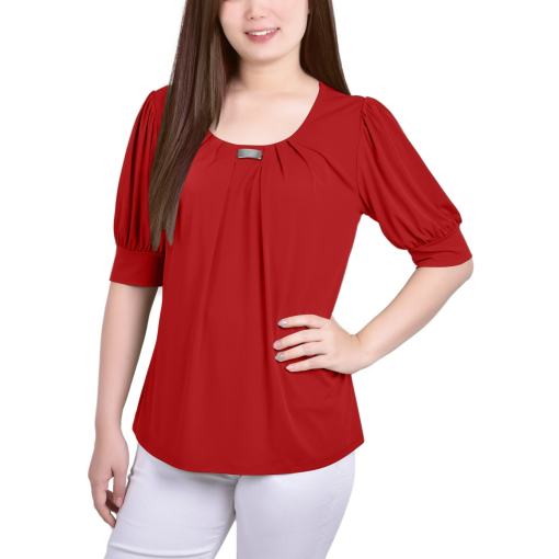 NY Collection Womens Short Sleeve Balloon S Granita Small - Image 2