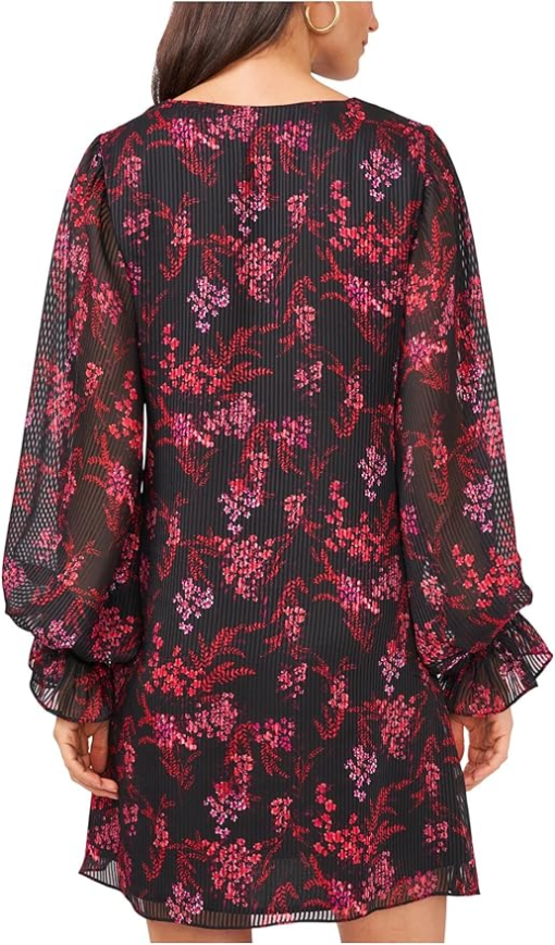 MSK Floral-Print Chiffon Shift Dre BlackWhite S - Image 2