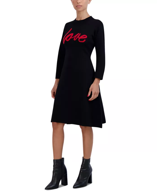 Robbie Bee Petite Crewneck Long-Sleeve Lo BlackRed PS - Image 5