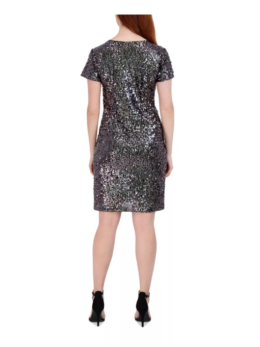 Robbie Bee Petite Sequined Short-Sleeve V Silver PM - Image 2