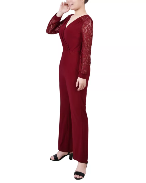 NY Collection NY Collection Petite Jumpsuit Wine PM - Image 3