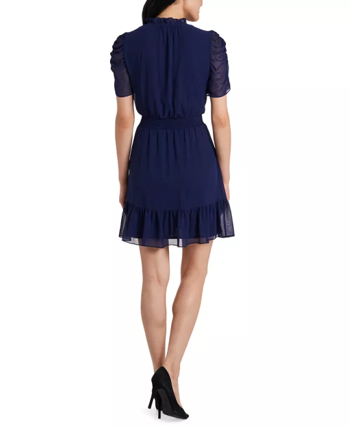 MSK Petite Ruffle Dress Navy PM - Image 3