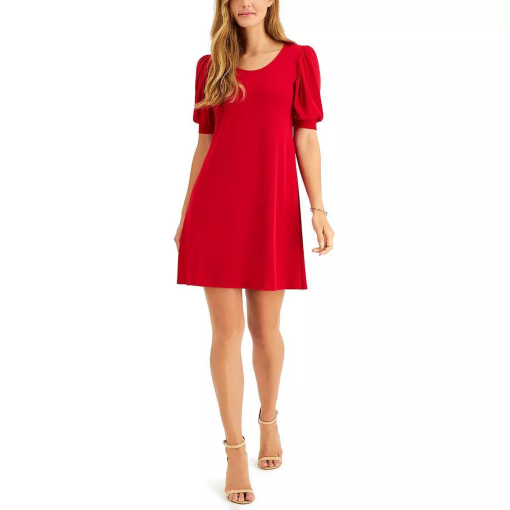 MSK Petite Puff-Sleeve Sheath Dres Red PL - Image 2