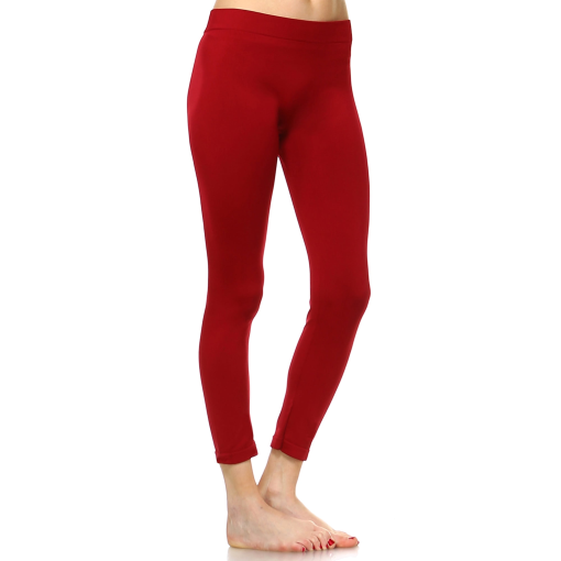 White Mark White Mark Solid Leggings Burgundy ONE SIZE - Image 4