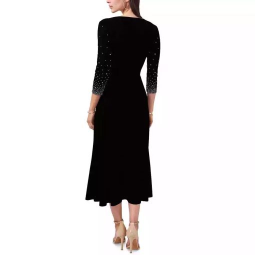 MSK V-Neck Beaded Midi Dress Black M - Image 3