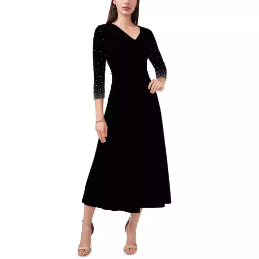 MSK V-Neck Beaded Midi Dress Black M - Image 2