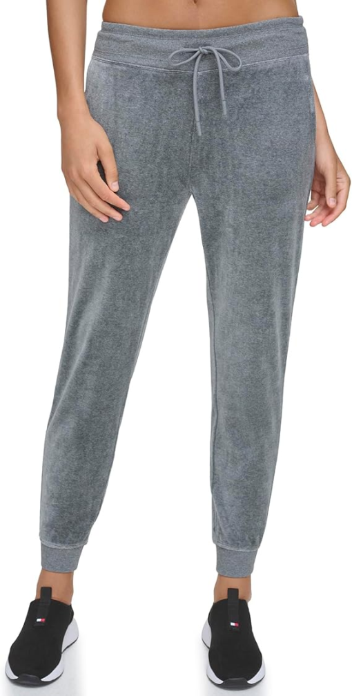 Tommy Hilfiger Womens Easy-Fit Velour Jogger Ash Heather L - Image 2