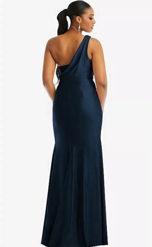 Dessy Collection Womens One-Shoulder Asymmetri Midnight L - Image 2