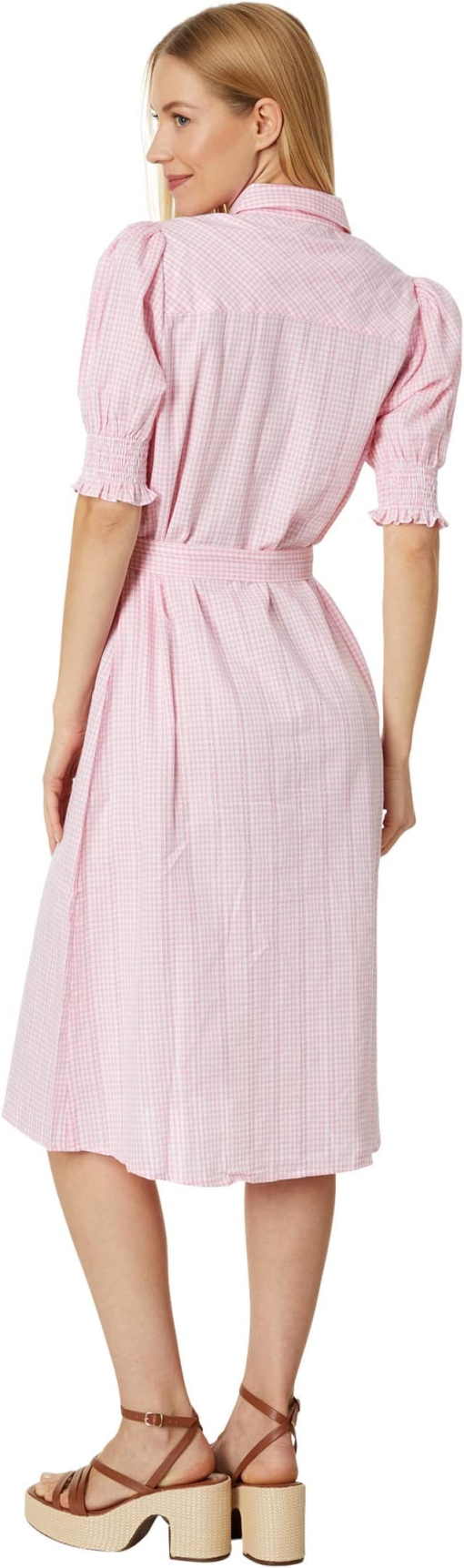 Tommy Hilfiger Womens Puff Sleeve Gingham Mi Dobby Gingham- English Rose B L - Image 2