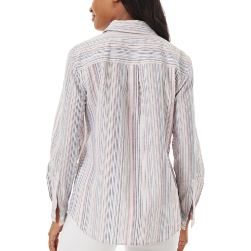 Jones New York Womens Oversized Striped Coll Rose Camellia Multi L - Image 3