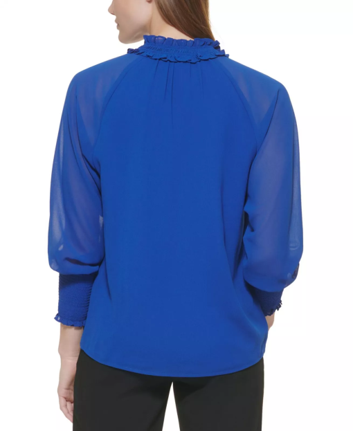 Calvin Klein Long Sleeve Ruffle Collar Blou Klein Blue L - Image 2