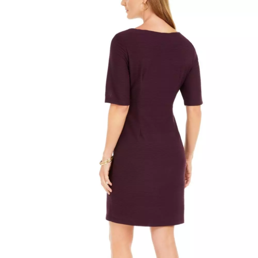 Connected Petite Textured Sheath Dress Bordeaux 8P - Image 3