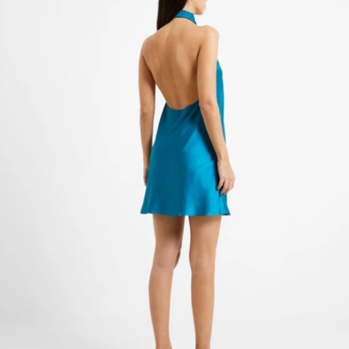 French Connection Womens Inu Satin Halter Mini Ocean Depths 8 - Image 3