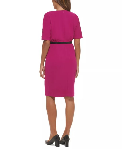 Calvin Klein Womens Belted Short-Sleeve Sh Boysenberry 8 - Image 3