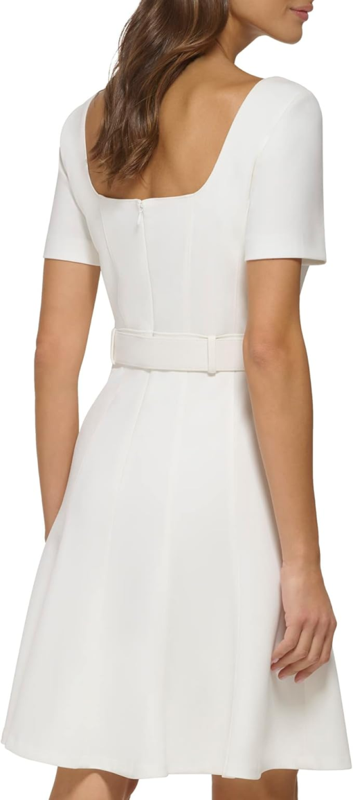 DKNY Womens Sweetheart-Neck Belted Ivory 8 - Image 2