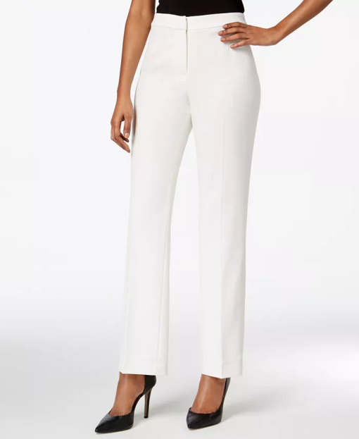 Kasper Straight-Leg Crepe Pants Vanilla Ice 8 - Image 2