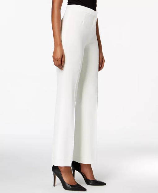 Kasper Straight-Leg Crepe Pants Vanilla Ice 8 - Image 4