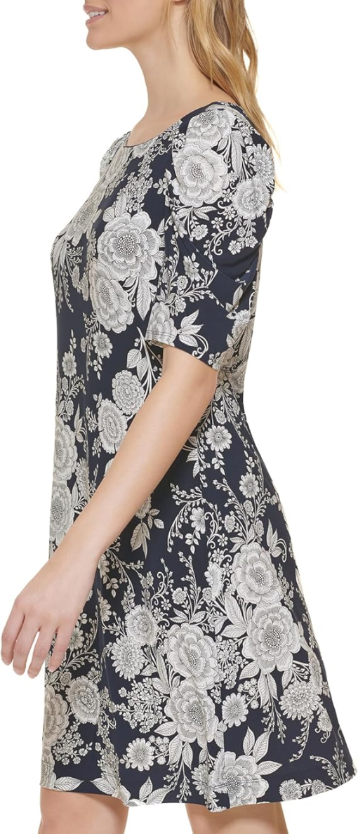 Tommy Hilfiger Floral-Print Sheath Dress Sky Captainivory 8 - Image 3