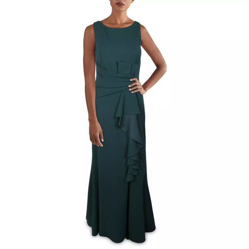 Betsy Adam Womens Sleeveless Ruffle-Deta Pine Green 8 - Image 2