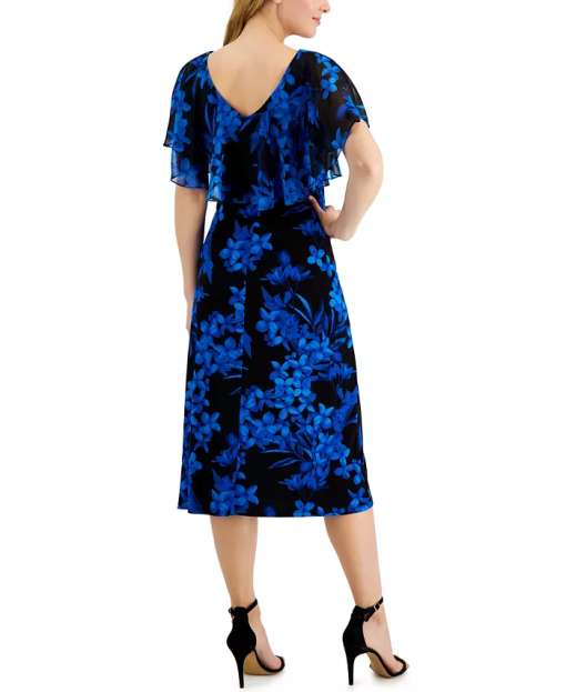 Connected Petite Printed Popover Midi Dr Sapphire 6P - Image 2