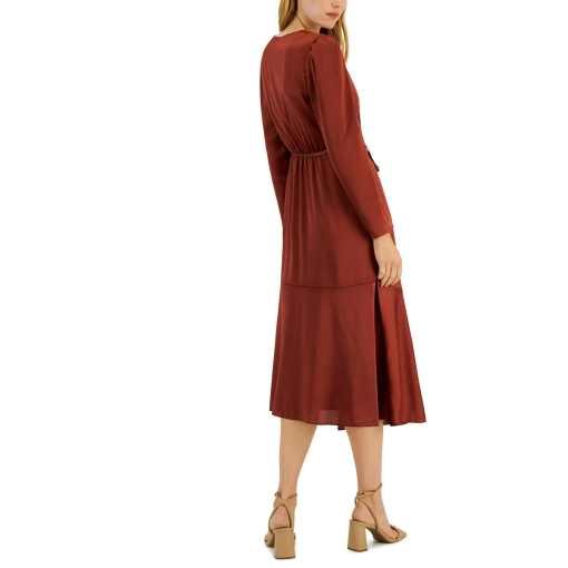 I.N.C. International Concepts Womens V-Neck Faux Wrap Dress Corten 6 - Image 3