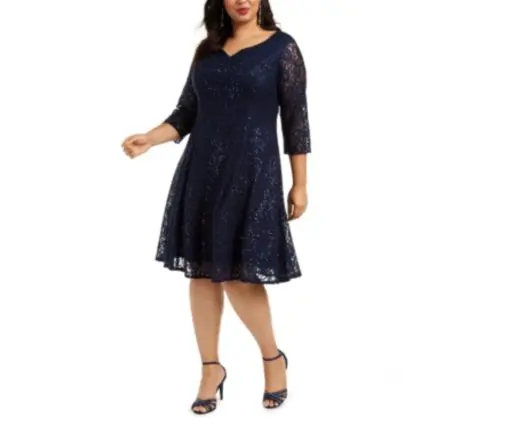 SLNY Women's Sequined Lace Cocktail Dress 16W