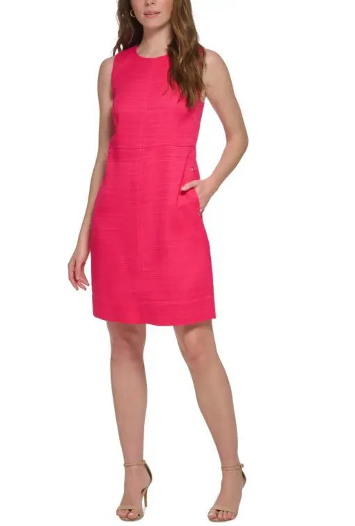 Tommy Hilfiger Petite Hopsack Shift Dress - Magenta 12P