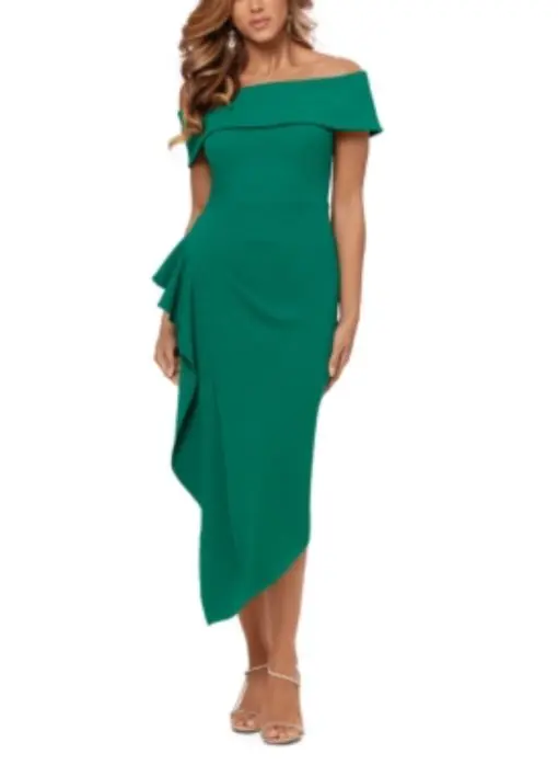 Betsy Adam Women's Asymmetric Ruffled Cocktail and Party Dress 14