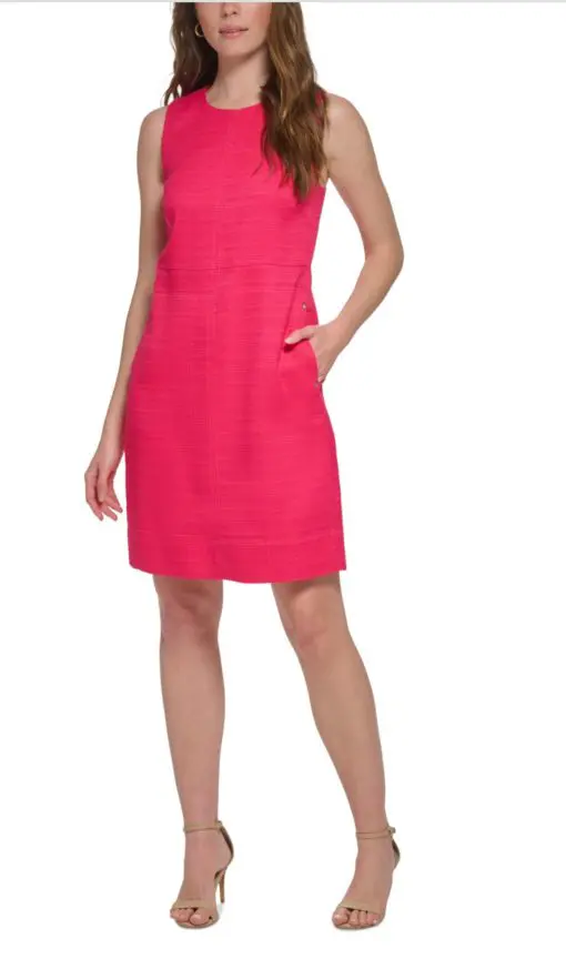 Tommy Hilfiger Petite Hopsack Shift Dress - Magenta 4P