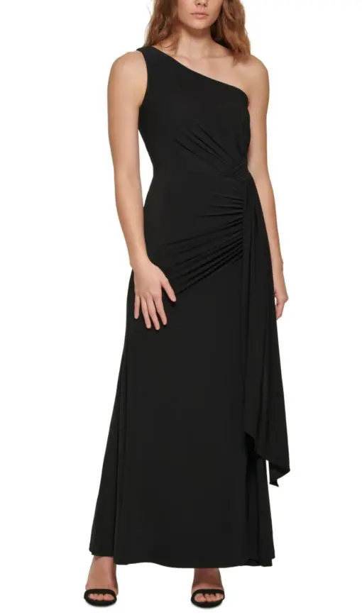 Vince Camuto Women's Ruched One-Shoulder Gown - Black 6