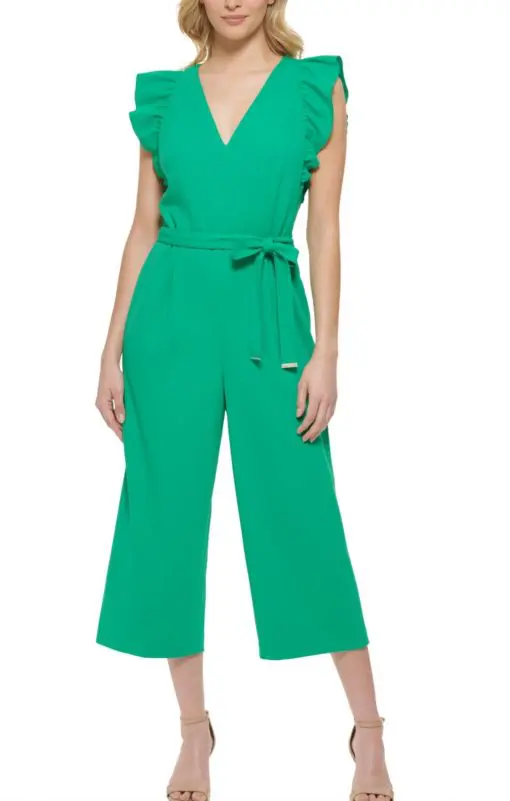 Tommy Hilfiger Petite Ruffle-Sleeve Jumpsuit - Parakeet