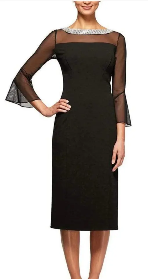 Alex Evenings - 160146 Crystal Beaded Neckline Illusion Sheath Dress 20W