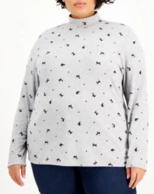 Karen Scott Plus Size Holiday Kitty Top 3X