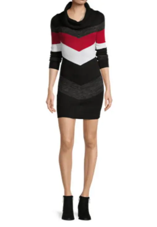 Bcx Juniors' Chevron-Print Sweater Dress - Red M