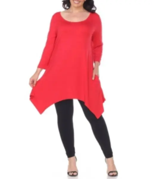 White Mark Plus Size Makayla Tunic Top - Red - 2X