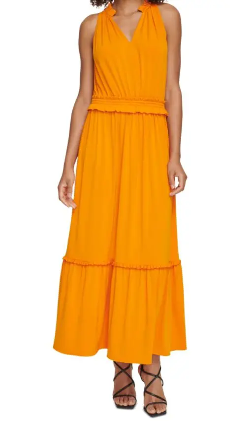 Karl Lagerfeld Paris Women's Tiered Long Maxi Dress S