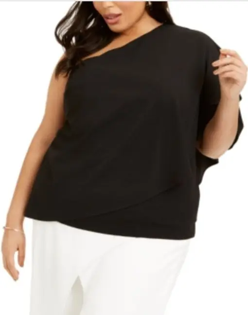 Adrianna Papell Plus Size One-Shoulder Crepe Top 24W