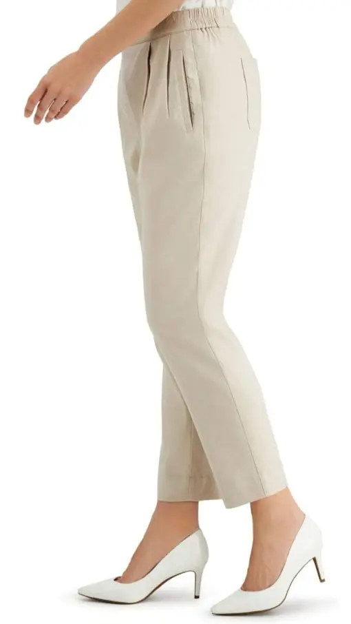 Alfani Womens Pleat Front Slim Leg Ankle Pants Beige L