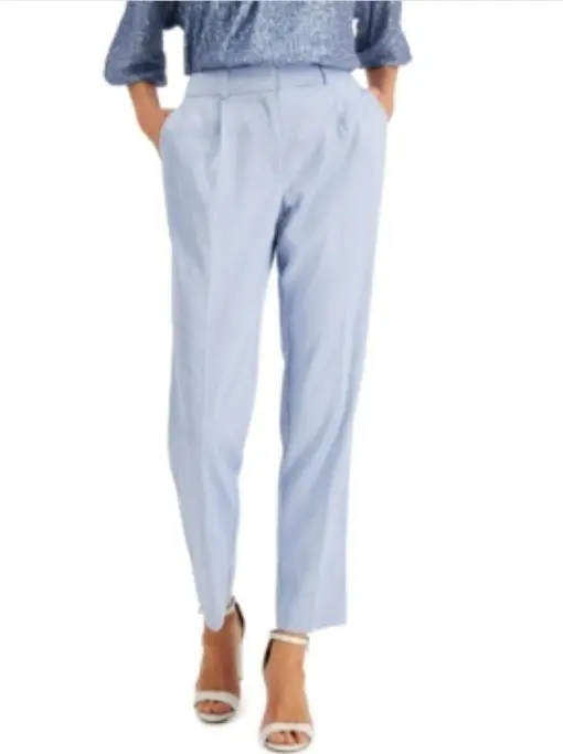 Alfani Womens Pleated Slim-Fit Casual Trouser Pants  Blue  16