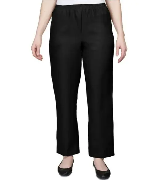 Alfred Dunner Petite Solid Pull-On Pants Black 18