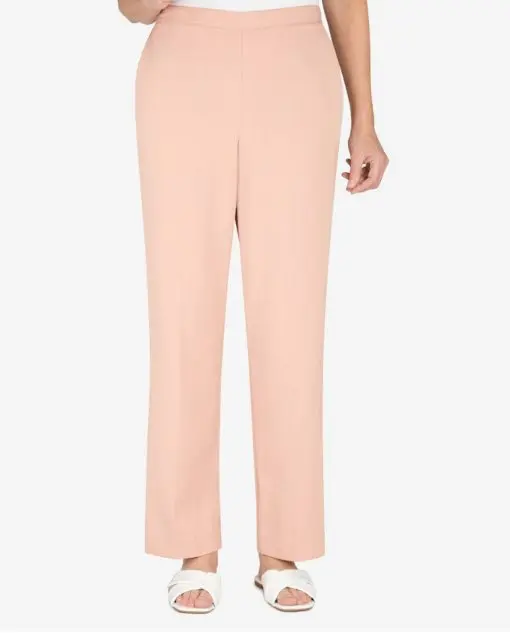 Alfred Dunner Women's Signature Fit Pants, Peach, 18 Short