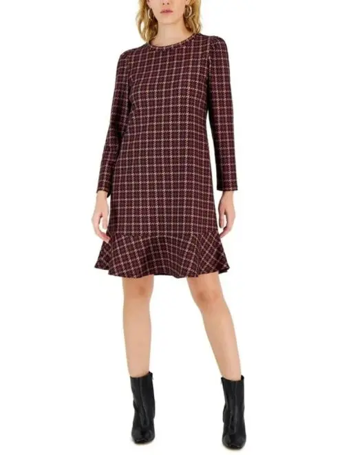 Anne Klein Womens Knit Houndstooth Shift Dress XL