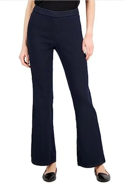 Anne Klein Womens Plus High Rise Pull on Flare Jeans 14W