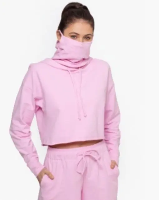 Bam Womens Cropped Cozy Hoodie Pink S