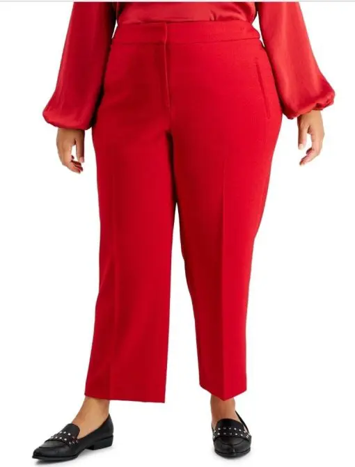 Bar Iii Plus Size Straight-Leg Pants, 24W - Morello Cherry