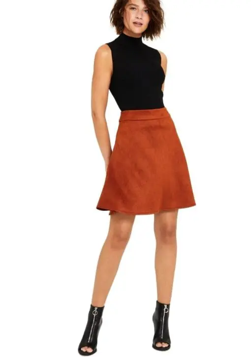 Bar Iii Women's Faux-Suede Flared Skirt - Clay 14