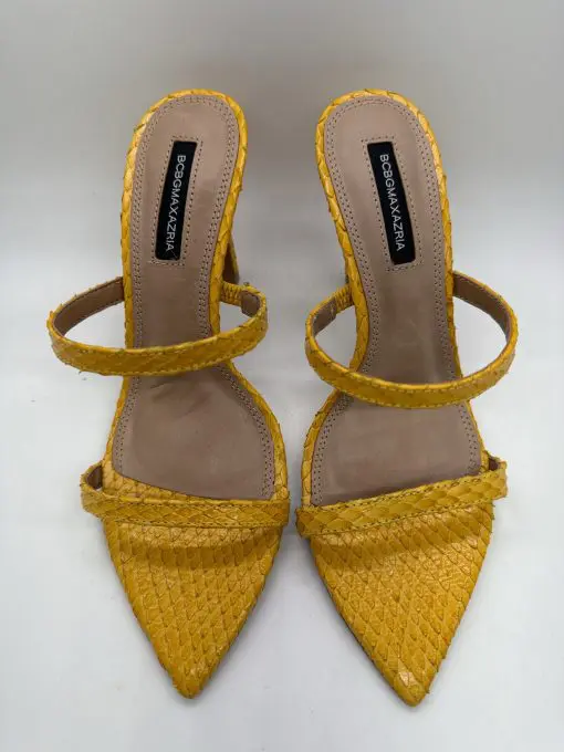 BCBGMAXAZRIA Duponi Tuscany Yellow Crinkled Leather Sandal Heel 6 - Image 5