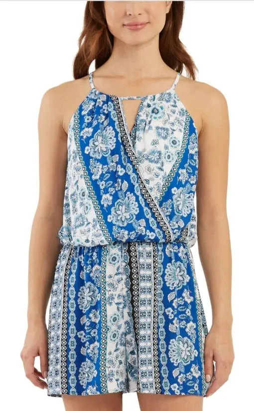 Bcx Juniors' Printed Surplice Romper XL